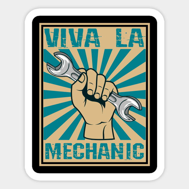 Funny Vintage Viva La Mecanico Retro- color woodblock design Sticker by shirtontour